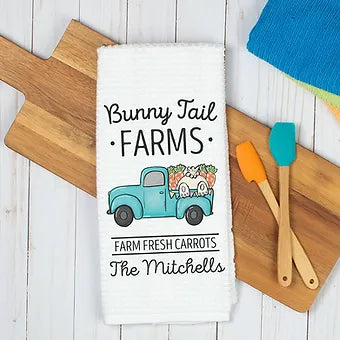 Personalized Bunny Tail Farms Easter Kitchen Towel