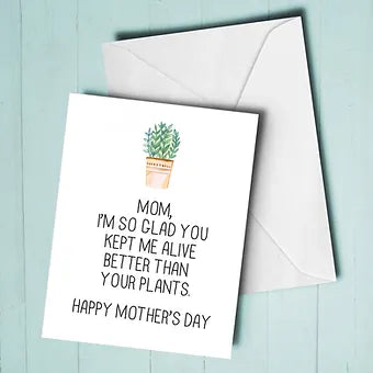 Mother's Day plant card for Mom: bring joy this Mothers Day for Moms that love plants.