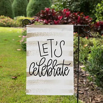 Gold Let's Celebrate Garden Flag