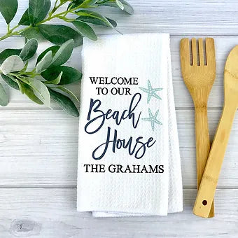 Beach House Personalized Dish Towel