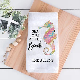 Personalized Sea You At The Beach Kitchen Towel