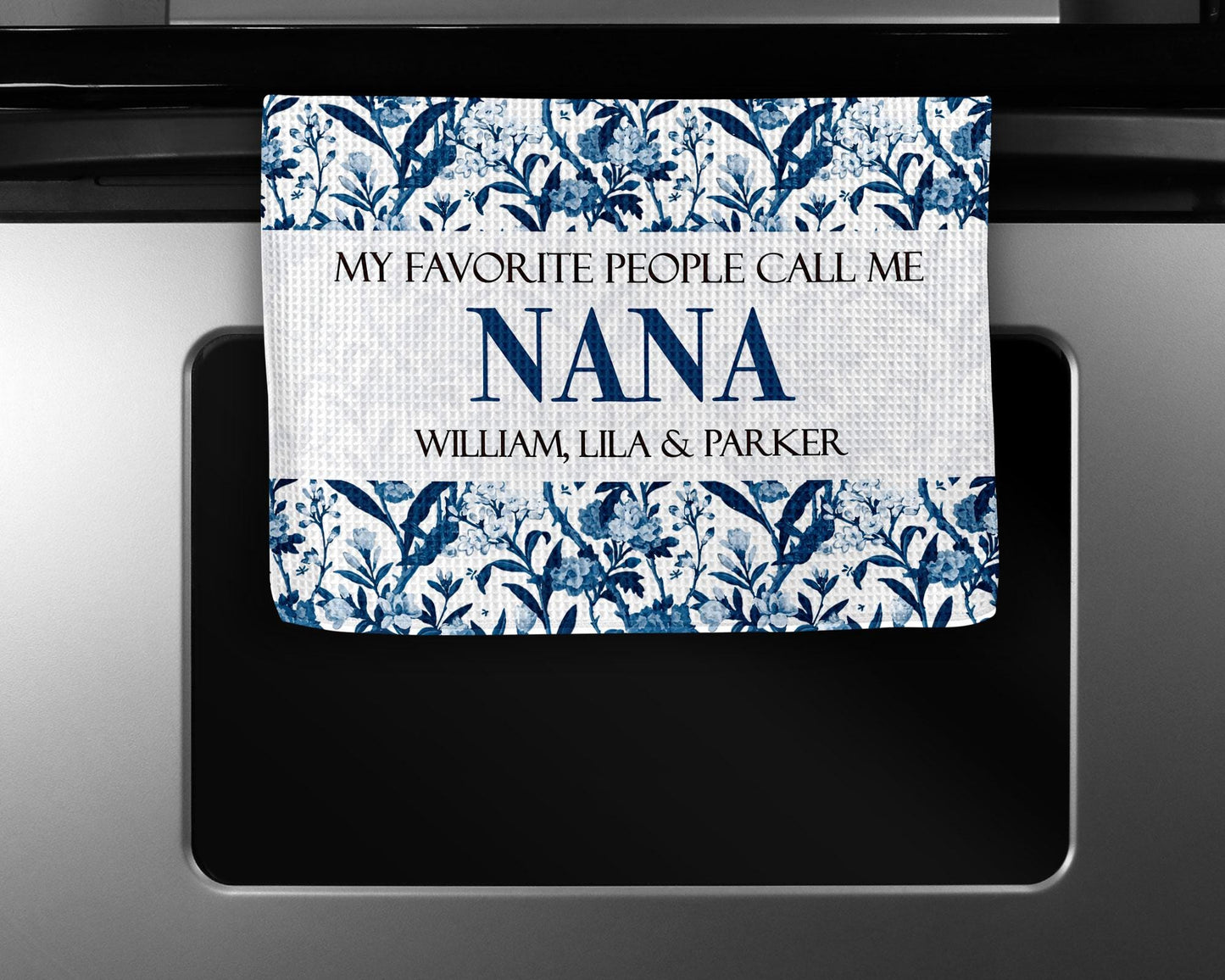 Custom Nana Gift Towel | Floral Kitchen Towel | Mother's Day Present | Personalized Gift for Grandma | Keepsake from Grandkids