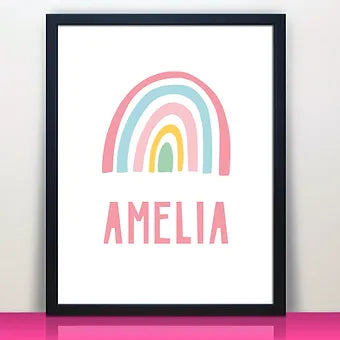 Personalized Pink Pastel Rainbow Print