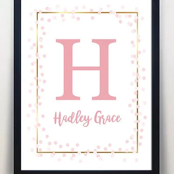 Personalized Pink Polka Dot Monogram Print