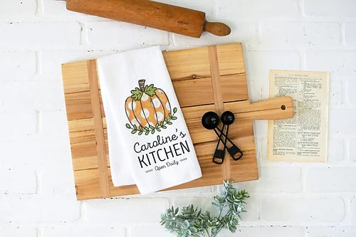 Personalized Fall Pumpkin Dish Towel