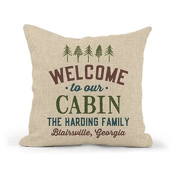 Personalized Welcome To Our Cabin Pillow