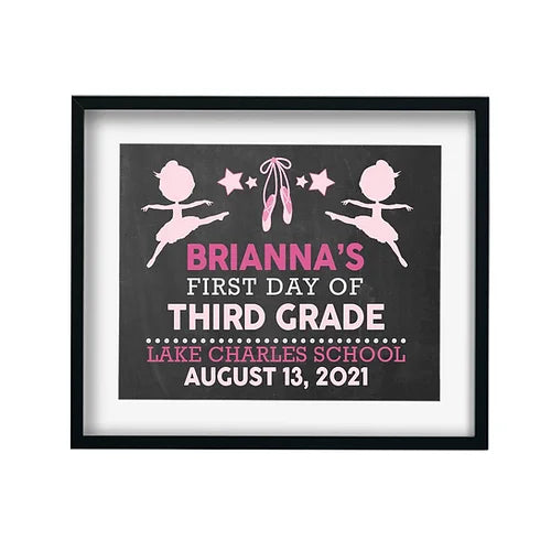 Personalized Ballerina First Day of School Horizontal Print