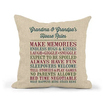 Personalized Grandparents' House Rules Pillow