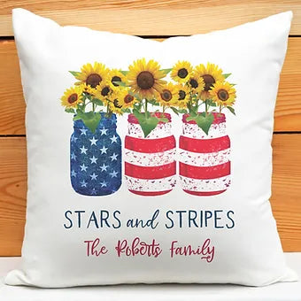 Stars and Stripes Sunflower Pillow