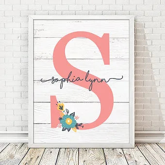 Personalized Coral Monogram Print