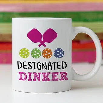 Personalized Pink Designated Dinker Pickleball Mug