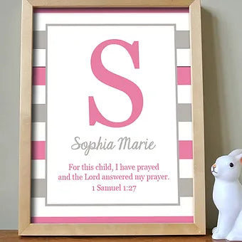 Personalized Bible Verse and Striped Monogram Print