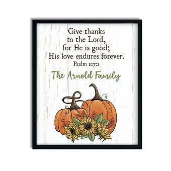 Personalized Give Thanks to the Lord Fall Print