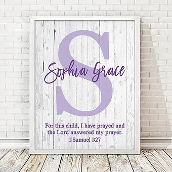 Rustic Purple Prayer Monogram Print