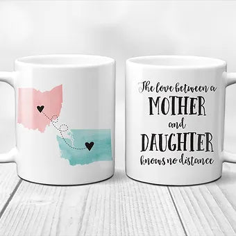 Personalized Mom Coffee Mugs - Love Knows No Distance
