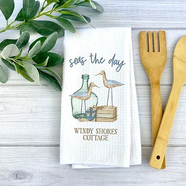 Personalized Seas The Day Dish Towel