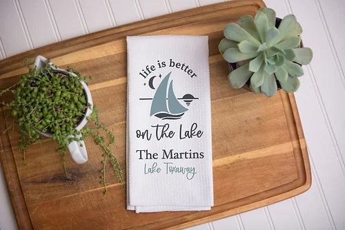 Personalized Life Is Better On The Lake Kitchen Towel