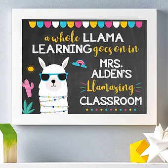 Personalized Llama Classroom Print
