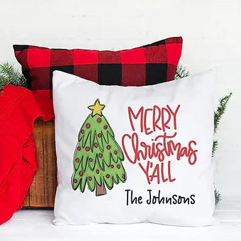 Merry Red Holiday Throw Pillow