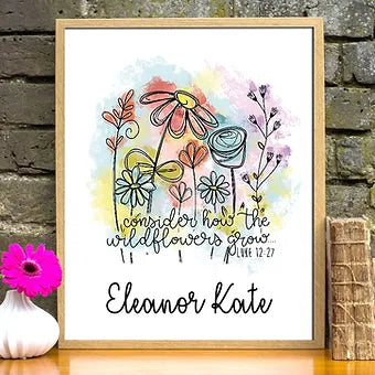Personalized Wildflower Bible Verse Print