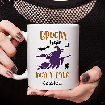 Broom Hair Don't Care Personalized Halloween Mug