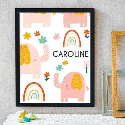 Personalized Elephant Rainbow Print