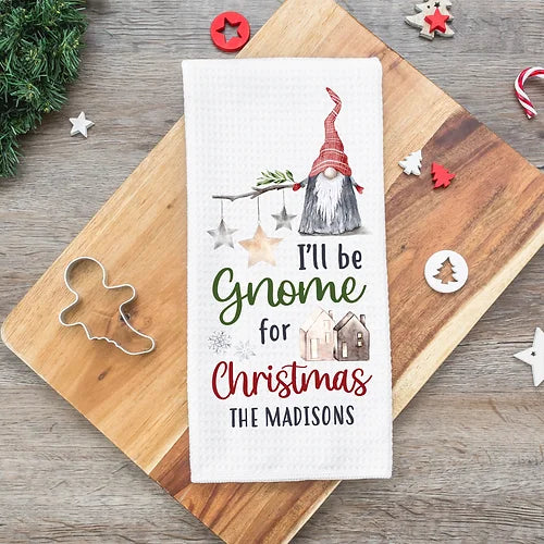 Personalized Gnome For Christmas Kitchen Towel