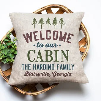 Personalized Welcome To Our Cabin Pillow