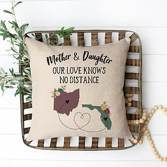 Personalized Two State Mother & Daughter Pillow