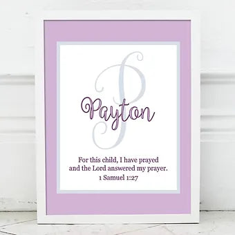Personalized Purple Prayer Monogram Print
