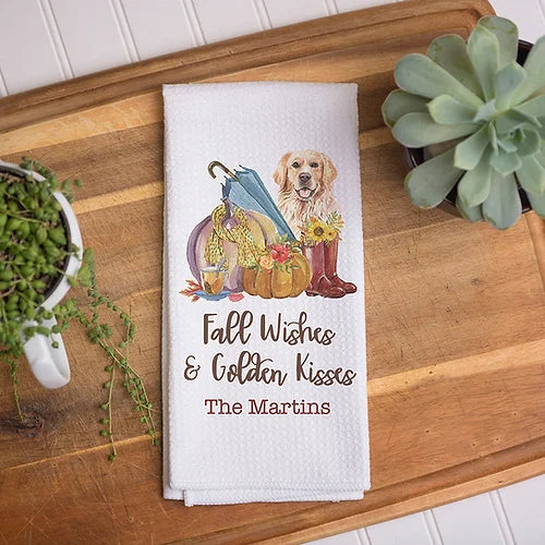 Personalized Fall Wishes & Golden Kisses Kitchen Towel