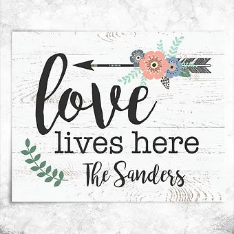 Personalized Love Lives Here Rustic Farmhouse Decor