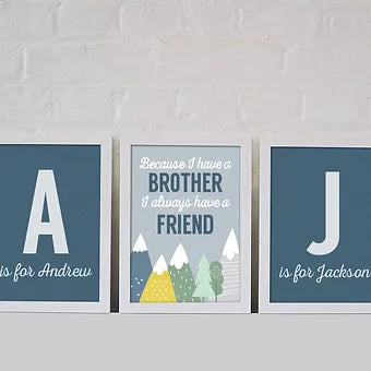 Personalized Set Of Three Brother Print
