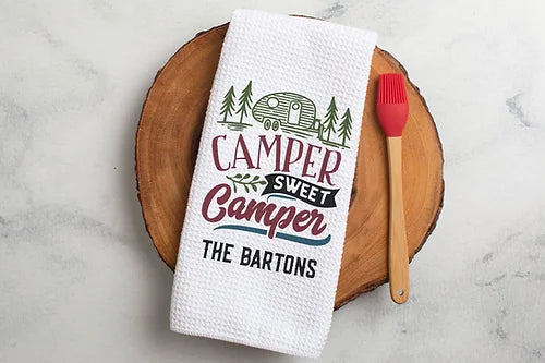 Personalized Camper Sweet Camper Dish Towel