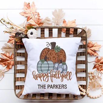 Personalized Happy Fall Y'all Pillow