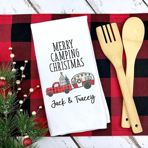 Personalized Camping Christmas Towel