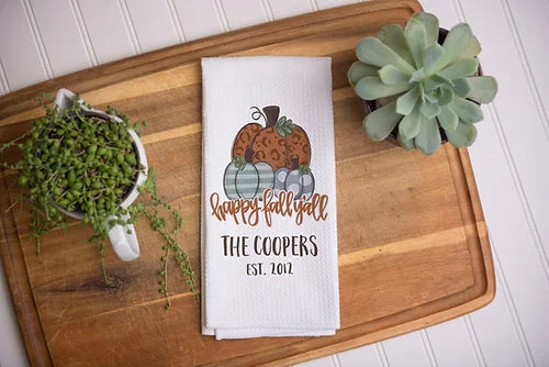 Personalized Happy Fall Y'all Towel