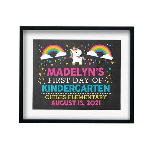 Personalized First Day Unicorn Horizontal Print