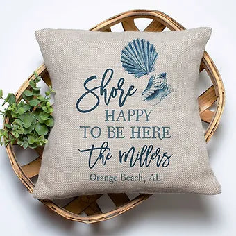 Personalized Shore Happy To Be Here Pillow