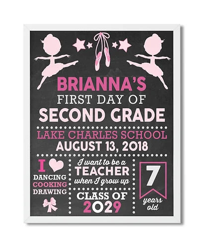 Personalized Ballerina First Day of School Print
