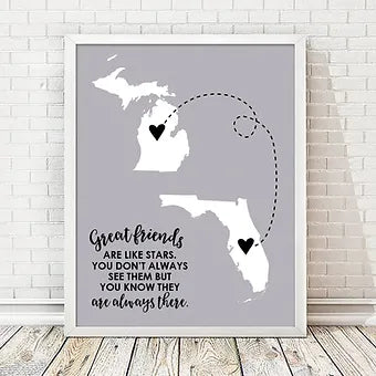 Personalized Great Friends Are Like Stars Long Distance Print