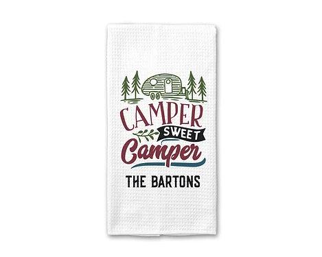 Personalized Camper Sweet Camper Dish Towel