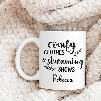 Personalized Comfy Clothes and Streaming Shows Mug