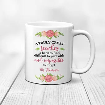 Personalized Floral Teacher Appreciation Mug