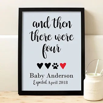 And Then There Were Four Personalized Pregnancy Announcement Dog Print