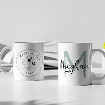 Chicken Lady Monogram Personalized Mug