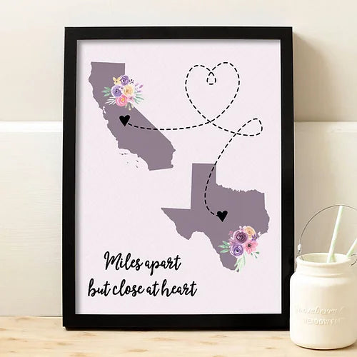 Miles Apart Personalized Print