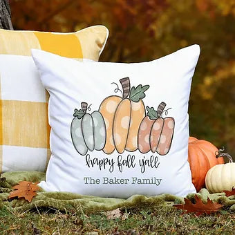 Personalized Happy Fall Y'all Pillow