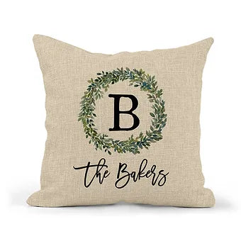Personalized Monogram Wreath Pillow