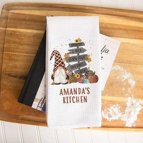 Personalized Fall Gnome Towel